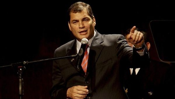 Ecuador's president, Rafael Correa, speaking at the 2010 meeting 