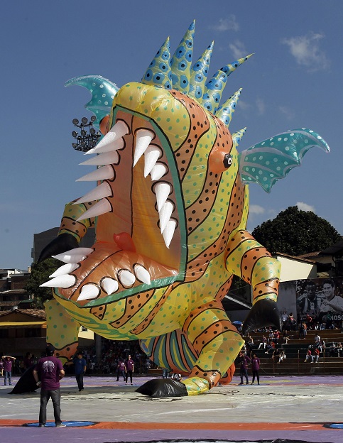 A view of balloon depicting an Alebrije, of Oaxacan-Mexican folk art tradition