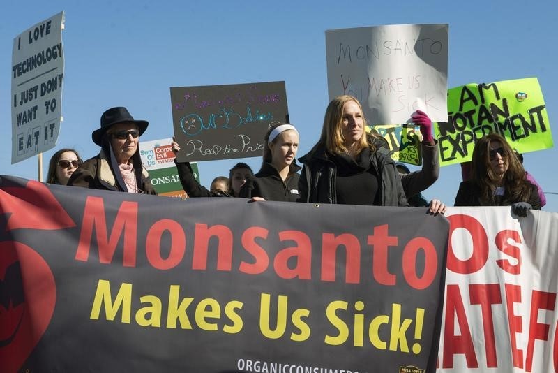 An anti-Monsanto protest earlier this year. Similar protests were set to hit 48 countries on six continents Saturday.