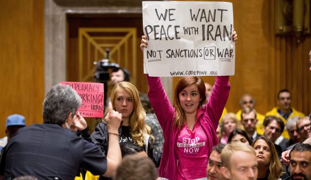 CODEPINK protesters at Congressional hearing on Iran.