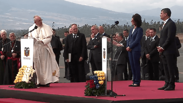 Pope Francis told President Correa that Ecuador can count on support from the Church. 