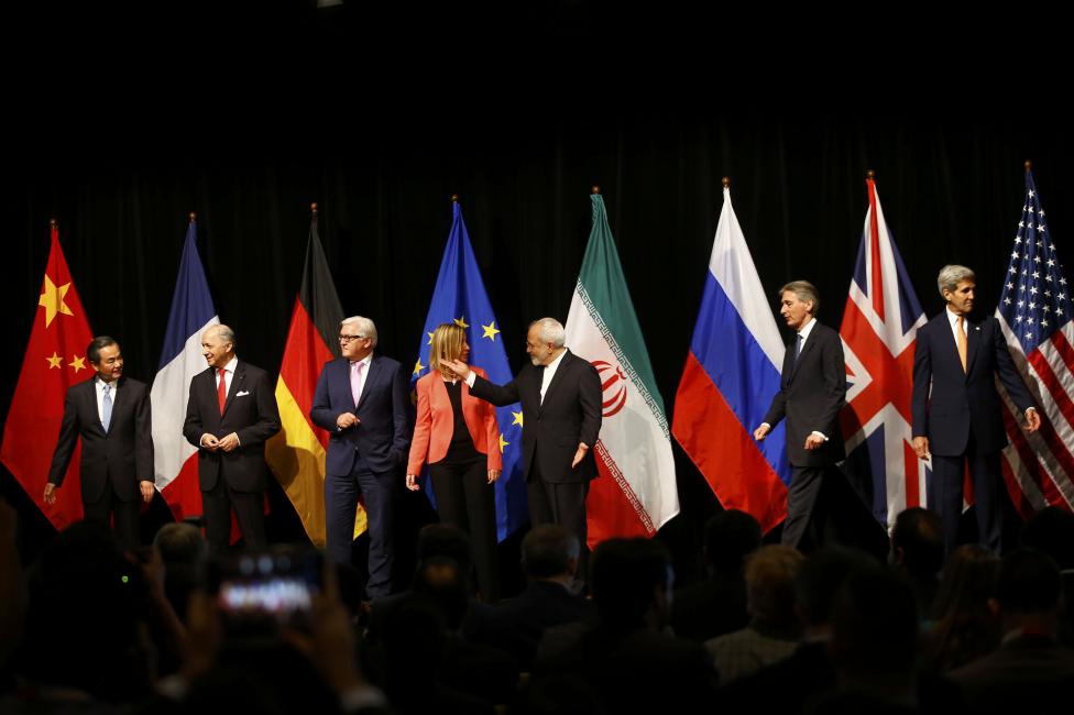 The foreign ministers of China, Russia, US, Great Britain, Germany, France and Iran in Vienna