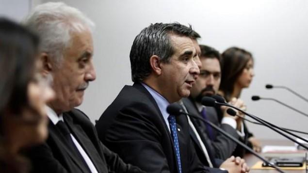 Gustavo Jalkh, president of Ecuador's Judiciary Council, addresses the media at a press conference in an archive photo.