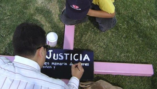 Men commemorate the victims of femicide in Juarez, Mexico.