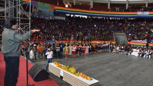 Bolivia's first indigenous participates in Sunday's ceremony. 