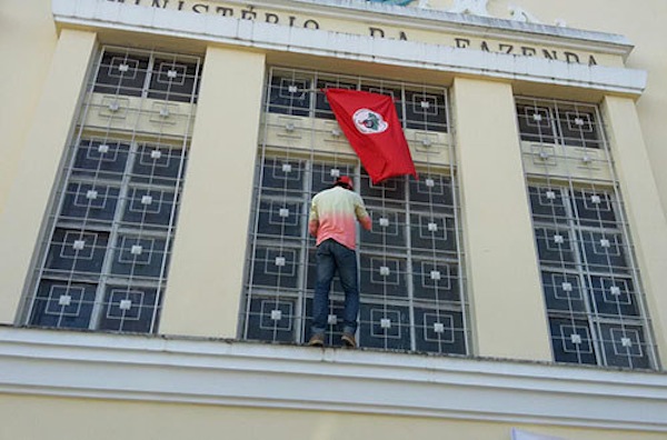 Landless movement occupies the Brazilian Ministry of Finance building in Salvador, Brazil.