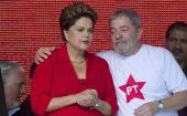 President Dilma Rousseff (L) and former President Lula da Silva (R).