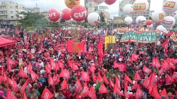 Worker unions gather in Sao Paulo, where the largest number of demonstrators was registered.