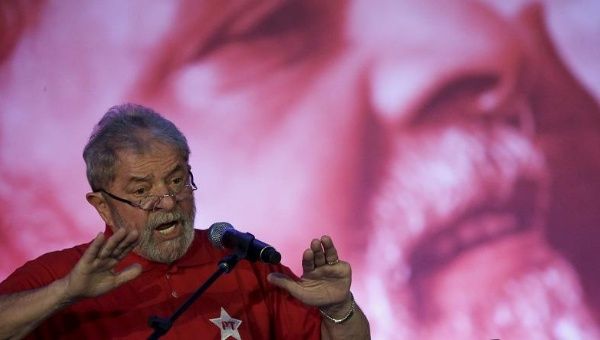 Former Brazilian President Luiz Inacio Lula da Silva speaks during a Workers' Party meeting regarding the National Act for Education, in Brasilia August 14, 2015. 