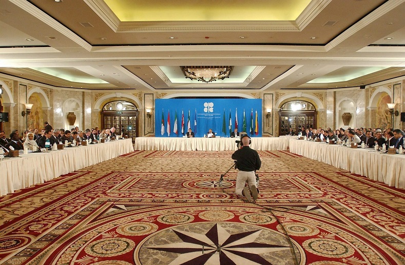 General view of 131st (Extraordinary) OPEC meeting in Beirut Lebanon on Thursday, 03 June 2004. OPEC has decided to raise the production ceiling by two million barrels per day on July 1 and add a half billion barrels per day on August 1.