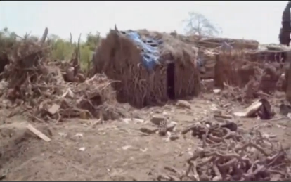 Screen capture from Reuters footage of the wedding area after it was bombed