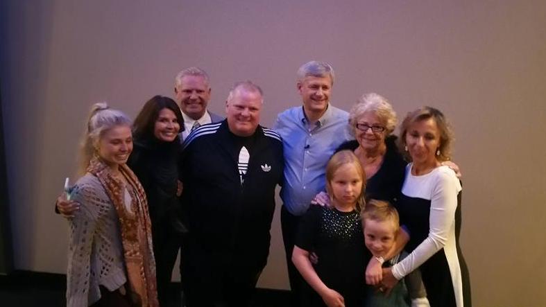 Rob Ford (4th from L) and Canadian Prime Minister Stephen Harper (4th from R).