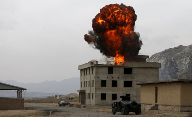 A U.S. airstrike on an Afghan checkpoint.