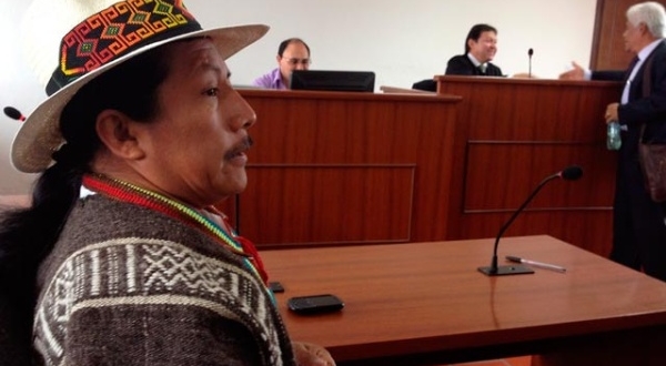 Colombian Indigenous leader and activist Feliciano Valencia at a court hearing. Supporters say his recent jail sentence was politically motivated.