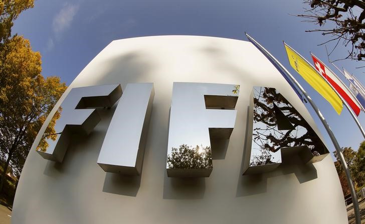 The FIFA logo is seen at its headquarters in Zurich, Switzerland.