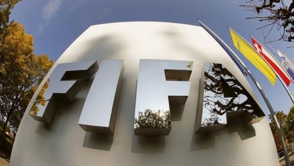 The FIFA logo is seen at its headquarters in Zurich, Switzerland.