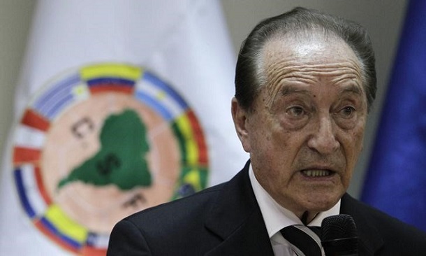 Archive foto of Eugenio Figueredo, during his time at the head of Conmebol, in a press conference in Asuncion, Paraguay, April 30, 2013.