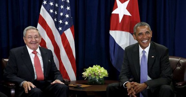 President Raul Castro and Barack Obama together for a historic meeting in New York Sept. 30, 2015, their second face-to-face meeting