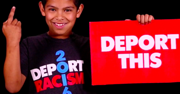 Screenshot from a video by Deportracism.com on kids telling Donald Trump off.