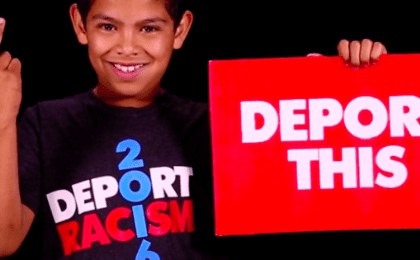 Screenshot from a video by Deportracism.com on kids telling Donald Trump off.