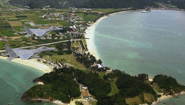 U.S. aircrafts fly from the 44th Fighter Squadron of the Kadena Air Base, Japan.