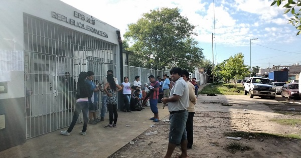 Bolivian residents in Argentina wait to cast their ballots at a polling station in Buenos Aires.