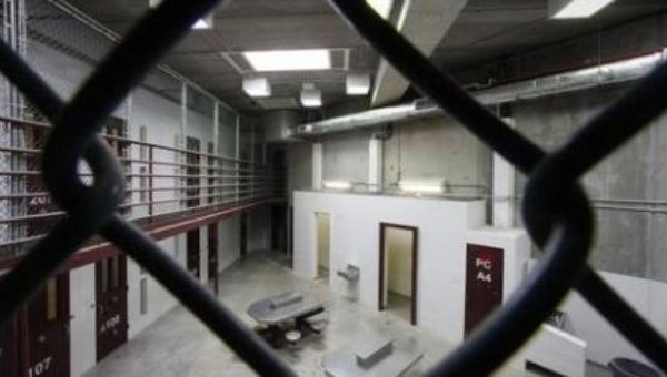 A cellblock in Guantanamo Bay Prison.