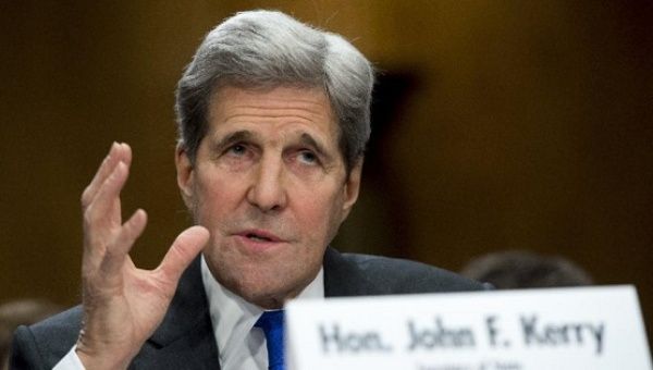 U.S. Secretary of State John Kerry testifies during a Senate Foreign Relations Committee hearing on Capitol Hill Feb. 23, 2016.