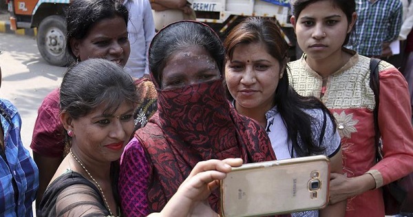 Soni Sori, political activist and victim of an acid attack, poses on International Women's Day in New Delhi.