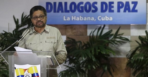 Lead negotiator for the FARC, Ivan Marquez, speaks to the media from the site of peace talk negotiations in Havana, Cuba, Feb. 2, 2016.