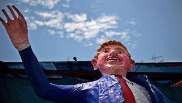 An effigy made by Mexican craftsman Felipe Linares of Republican presidential candidate Donald Trump is seen at his workshop in Mexico City, March 24, 2016.