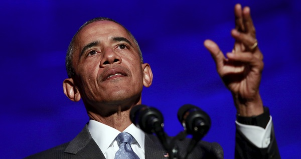 U.S. President Barack Obama delivers the keynote address at the awards dinner for Syracuse University's Toner Prize for Excellence in Political Reporting at the Andrew W. Mellon Auditorium in Washington.