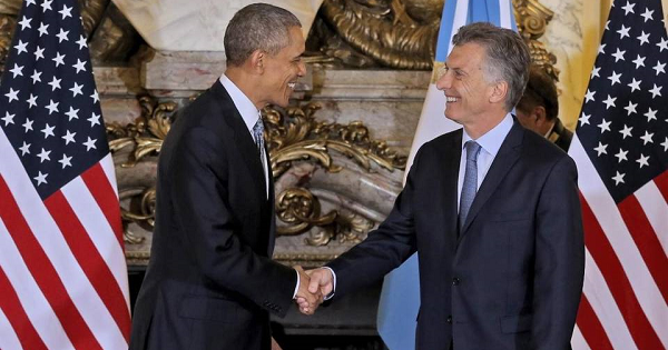 US President Barack Obama and President Maurico Macri meet in Buneos Aires March, 24. 2016.