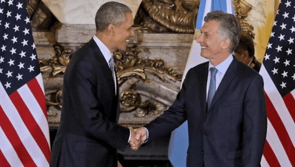 US President Barack Obama and President Maurico Macri meet in Buneos Aires March, 24. 2016.