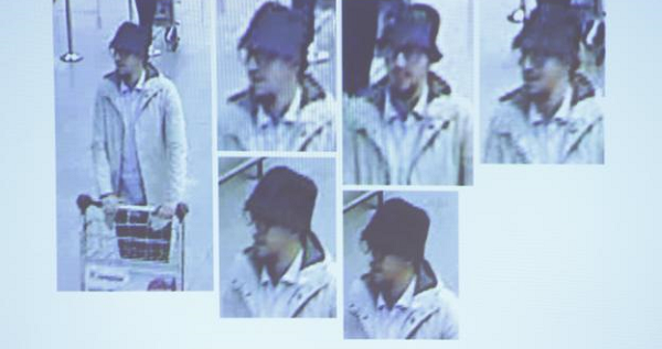 A man whom officials believe may be a suspect in the attack which took place at the Brussels international airport of Zaventem, is seen in this CCTV image made available by Belgian Police on April 7, 2016.