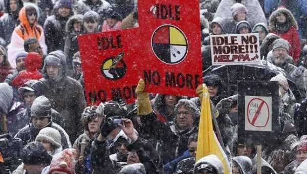 First Nations protestors take part in an 