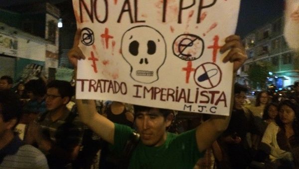 March against TPP in Peru.