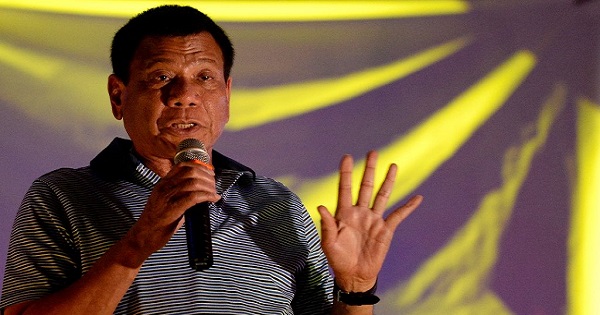 Philippine presidential front-runner candidate Rodrigo Duterte speaks during a campaign rally in Manila, on April 23, 2016.