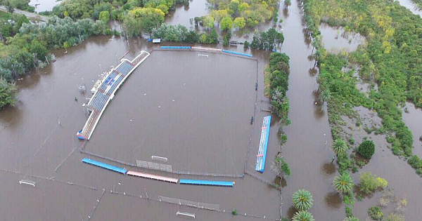 Club Atletico Atenas' stadium in San Carlos, Maldonado province, flooded, April, 18. 2016