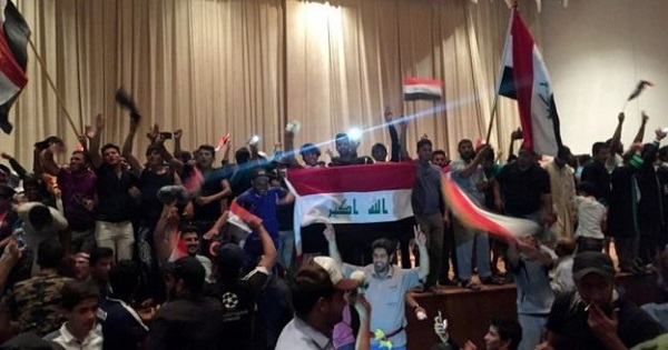 Shiite protesters stormed the Iraqi parliamentary building in Baghdad.