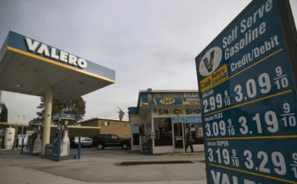 The prices at a Valero Energy Corp gas station are pictured in Pasadena, California Oct. 27, 2015.