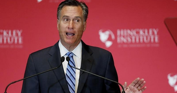 Former Republican U.S. presidential nominee Mitt Romney criticizes current Republican presidential candidate Donald Trump during a speech in Utah.