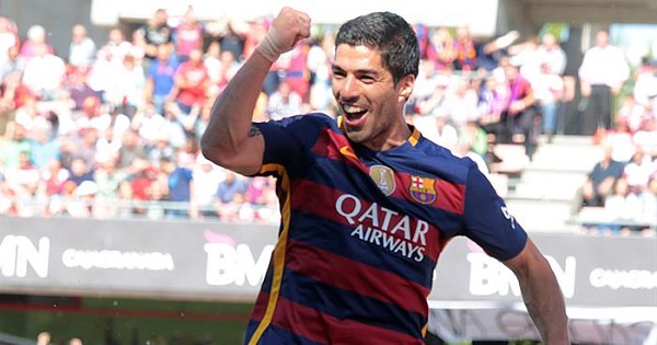 Uruguayan Luis Suarez celebrates his goal against Granada, during his latest match.