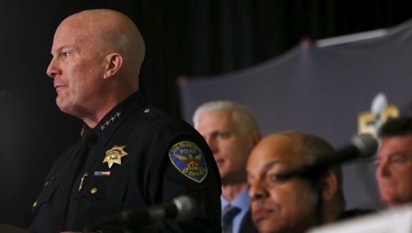 San Francisco Police Chief Greg Suhr speaks during a media briefing on security arrangements for Super Bowl 50 in San Francisco, California.