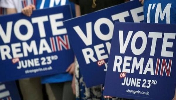 U.K. to vote in referendum June 23 on whether to stay in EU or to leave.