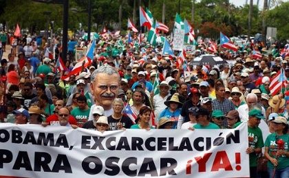 Puerto Ricans took to the streets on Sunday backing political prisoner Oscar Lopez Rivera.