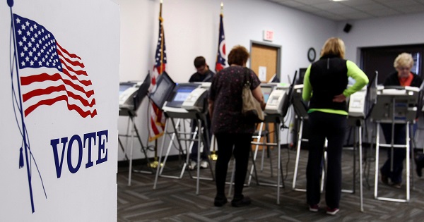 Ohio voters at the polls for early voting in Medina, Ohio