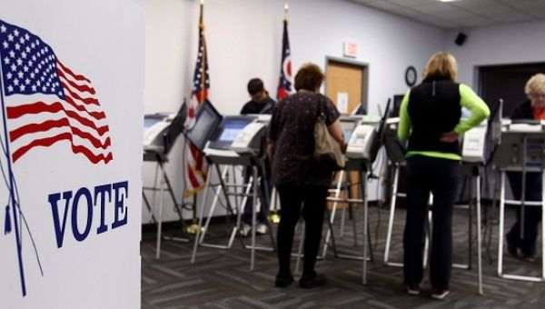 Ohio voters at the polls for early voting in Medina, Ohio