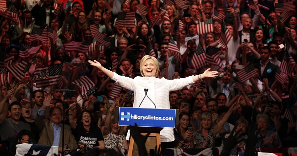 Democratic U.S. presidential candidate Hillary Clinton at her California primary night rally held in New York, U.S., June 7, 2016.