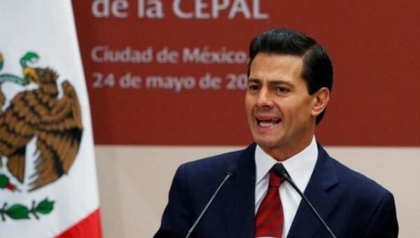 Mexico's President Enrique Pena Nieto delivers a speech during the inauguration of the 36th session of ECLAC at Los Pinos presidential residence in Mexico City, May 24, 2016.